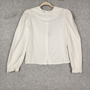 Vintage Sunspots Blouse Womens Medium Embroidered Flower Long Sleeve Boho 80s